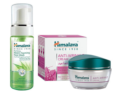 Himalaya Herbals Purifying Neem Foaming Face Wash, 150ml & Herbals Anti-Wrinkle Cream, 50g Combo